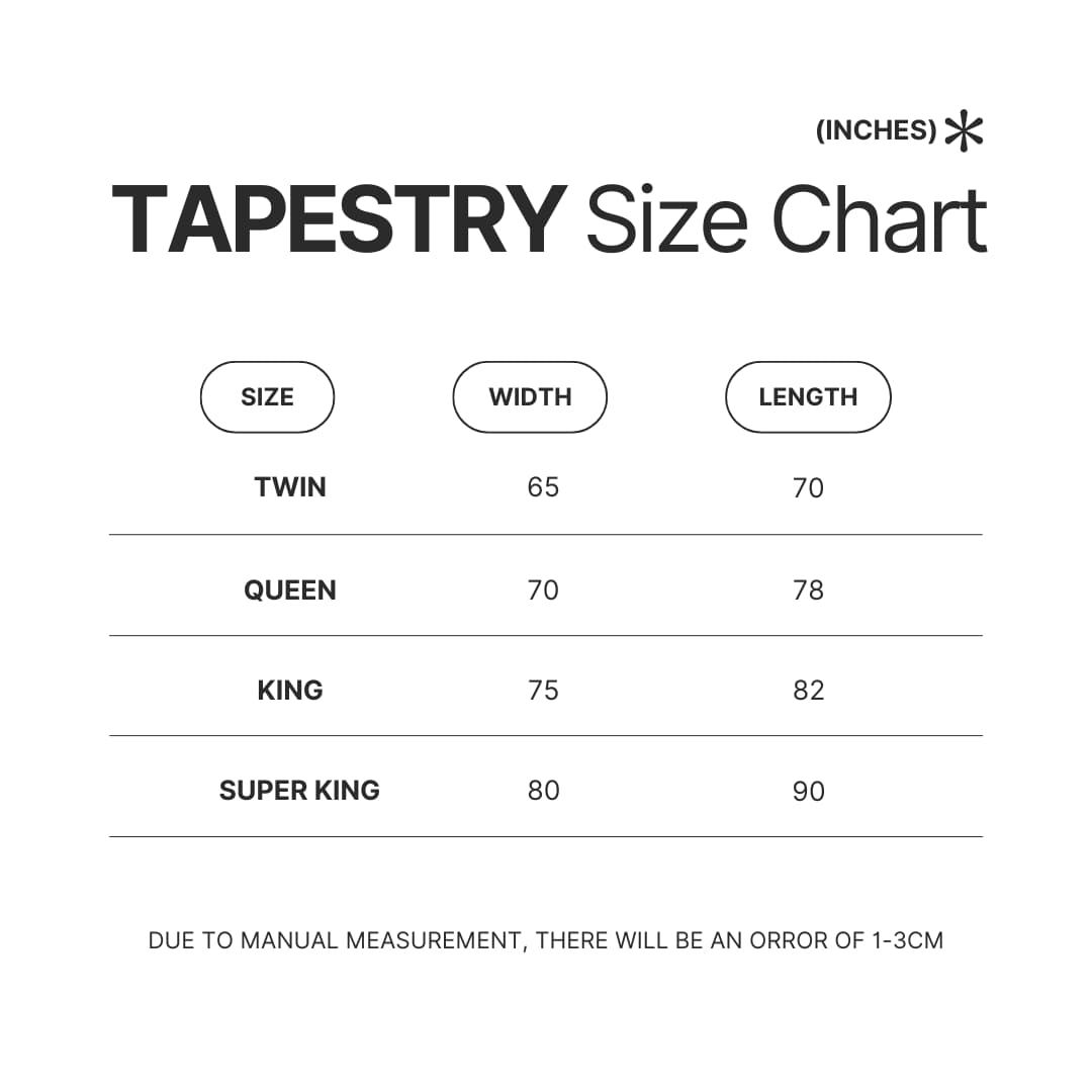 Tapestry Size Chart - The Weeknd Shop