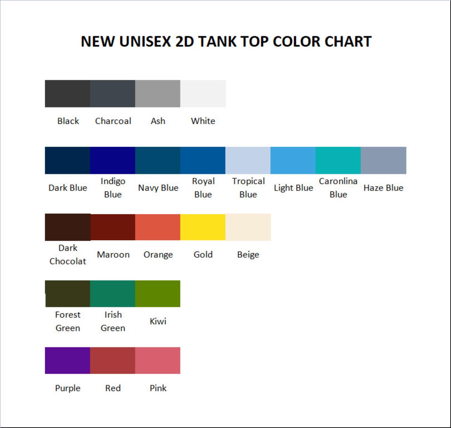 tank top color chart - The Weeknd Shop