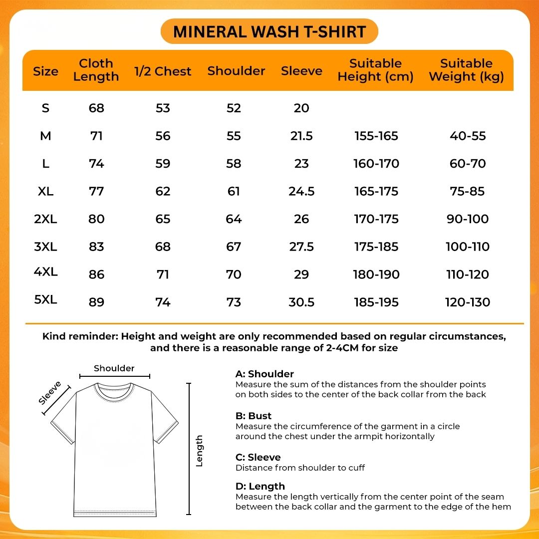 Mineral Wash T Shirt Size Chart - The Weeknd Shop